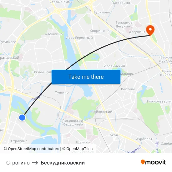 Строгино to Бескудниковский map