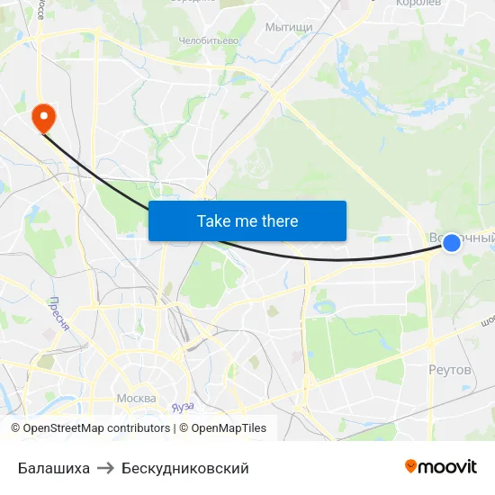 Балашиха to Бескудниковский map
