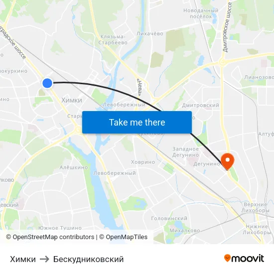 Химки to Бескудниковский map
