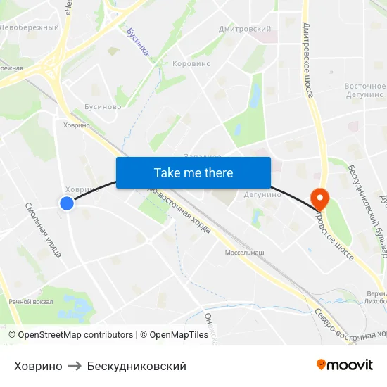 Ховрино to Бескудниковский map