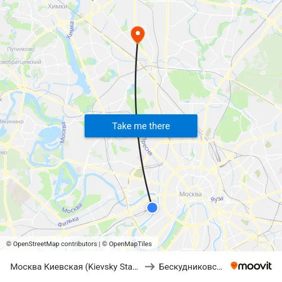 Москва Киевская (Kievsky Station) to Бескудниковский map