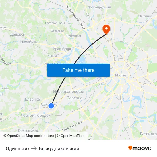 Одинцово to Бескудниковский map