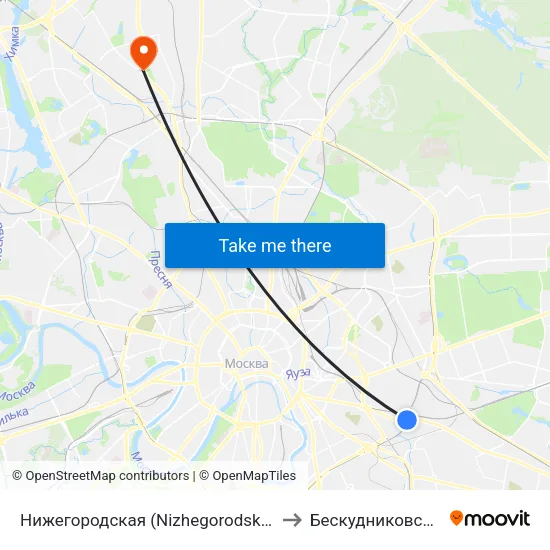 Нижегородская (Nizhegorodskaya) to Бескудниковский map