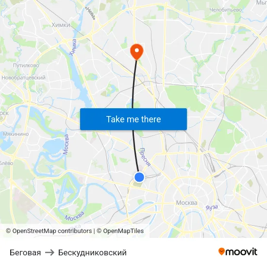 Беговая to Бескудниковский map