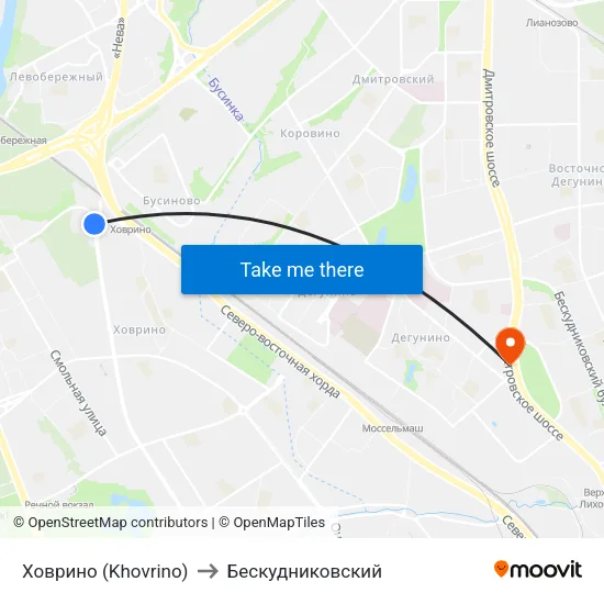 Ховрино (Khovrino) to Бескудниковский map