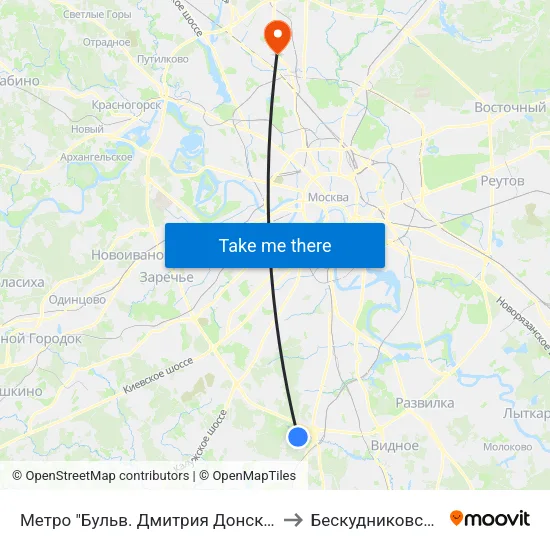Метро "Бульв. Дмитрия Донского" to Бескудниковский map