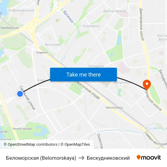 Беломорская (Belomorskaya) to Бескудниковский map