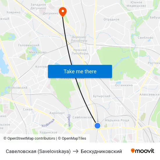 Савеловская (Savelovskaya) to Бескудниковский map