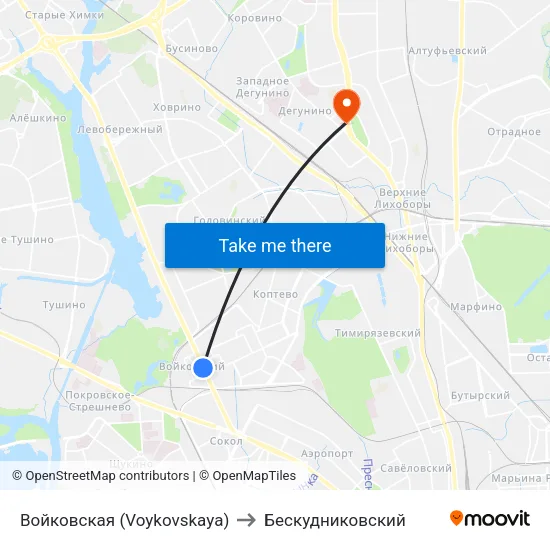 Войковская (Voykovskaya) to Бескудниковский map