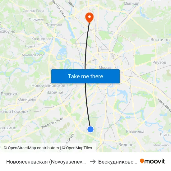 Новоясеневская (Novoyasenevskaya) to Бескудниковский map