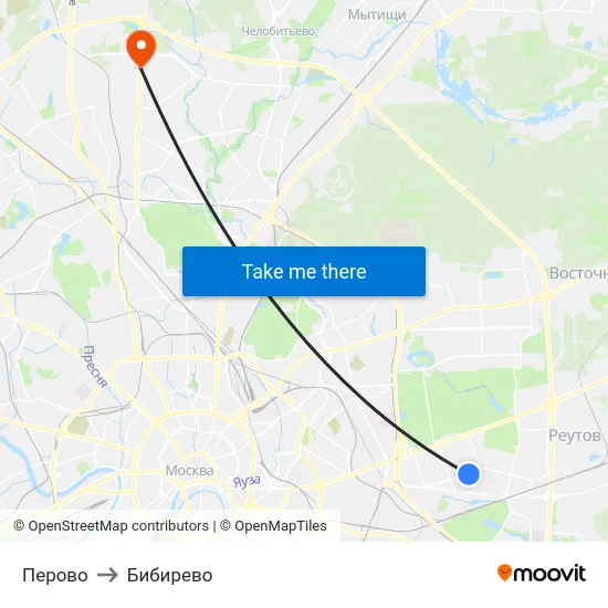 Перово to Бибирево map