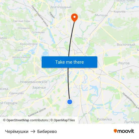 Черёмушки to Бибирево map