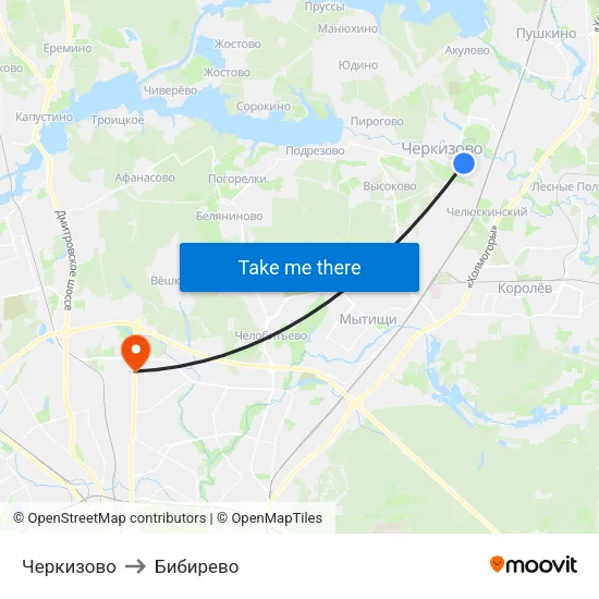 Черкизово to Бибирево map