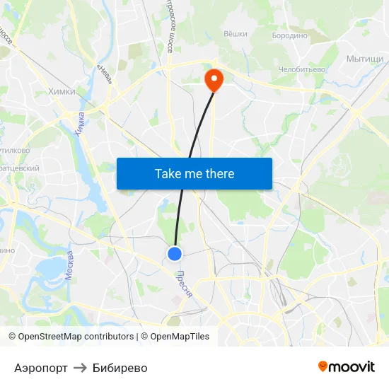 Аэропорт to Бибирево map