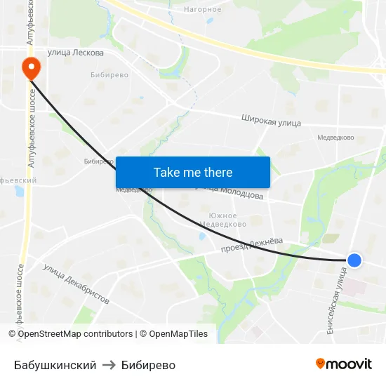 Бабушкинский to Бибирево map