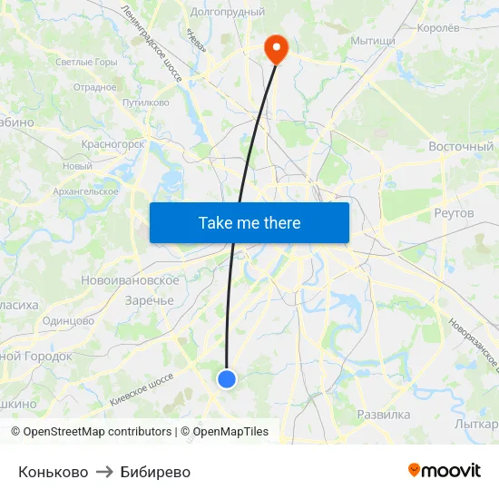 Коньково to Бибирево map