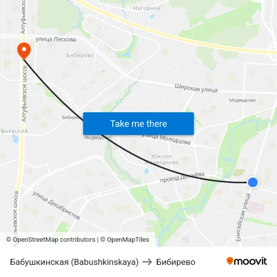 Бабушкинская (Babushkinskaya) to Бибирево map