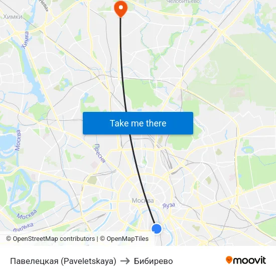 Павелецкая (Paveletskaya) to Бибирево map