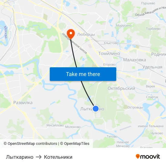 Лыткарино to Котельники map
