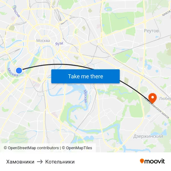 Хамовники to Котельники map