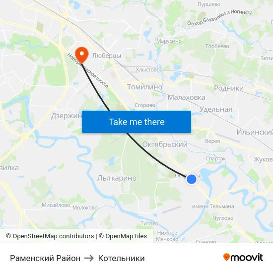 Раменский Район to Котельники map
