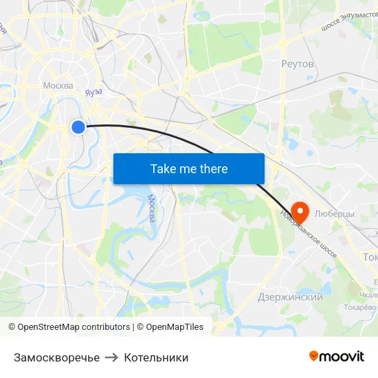 Замоскворечье to Котельники map