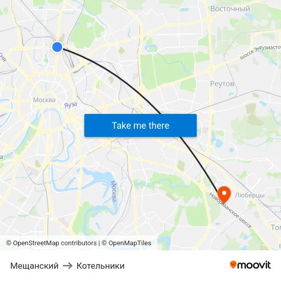 Мещанский to Котельники map