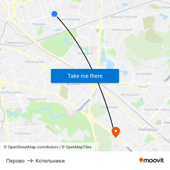 Перово to Котельники map