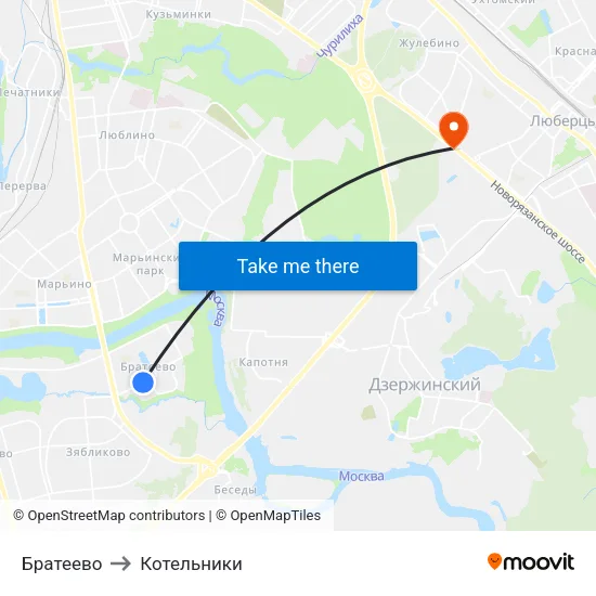 Братеево to Котельники map