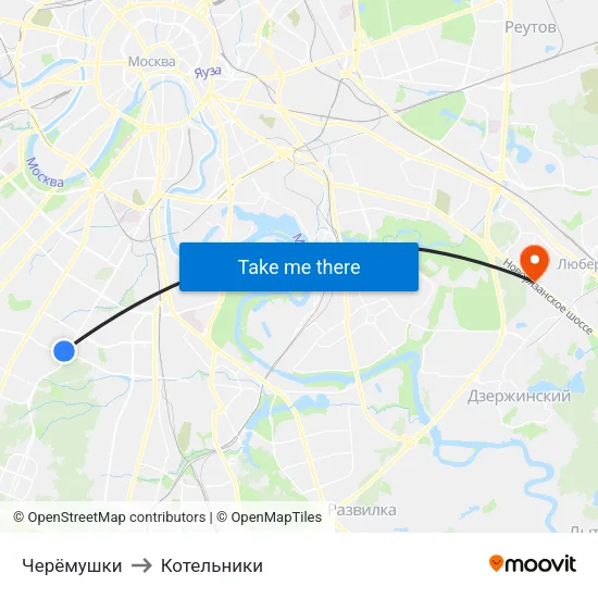 Черёмушки to Котельники map