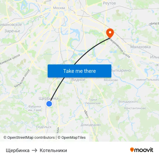 Щербинка to Котельники map