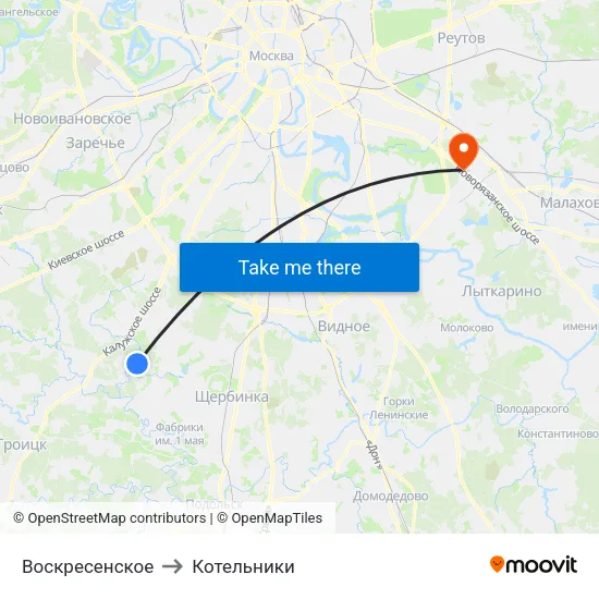 Воскресенское to Котельники map