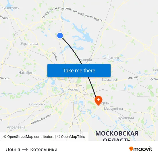 Лобня to Котельники map