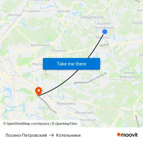 Лосино-Петровский to Котельники map