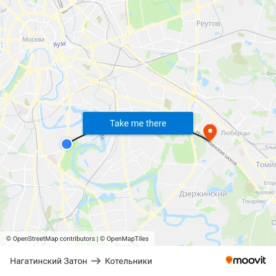 Нагатинский Затон to Котельники map