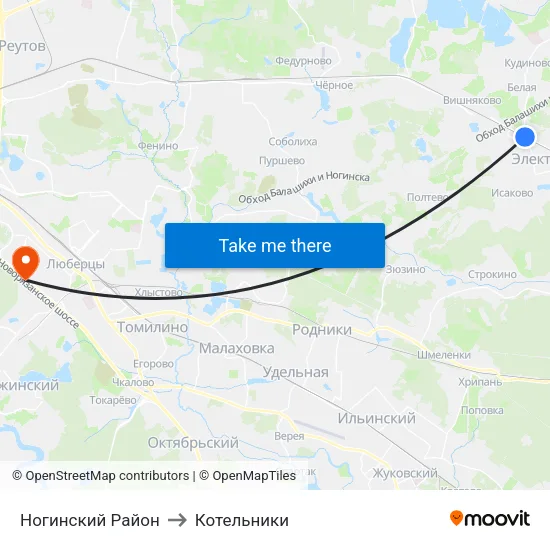 Ногинский Район to Котельники map