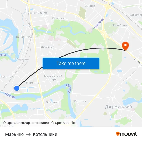 Марьино to Котельники map
