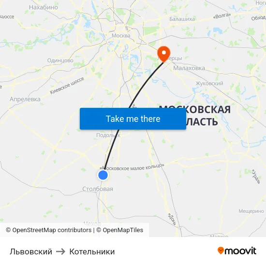 Львовский to Котельники map