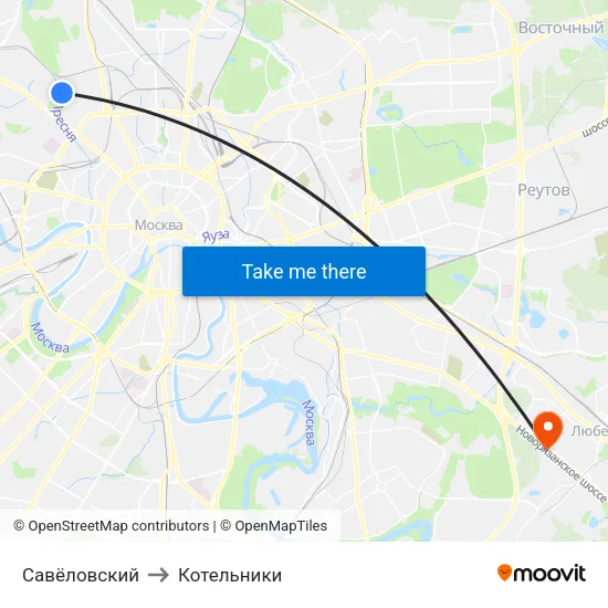 Савёловский to Котельники map