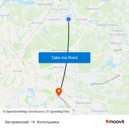 Загорянский to Котельники map