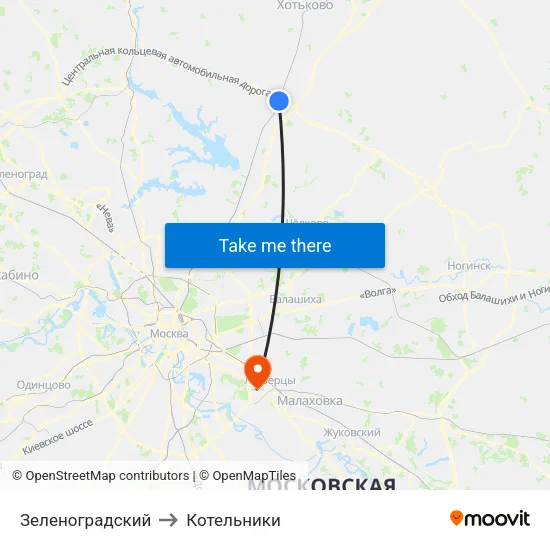 Зеленоградский to Котельники map