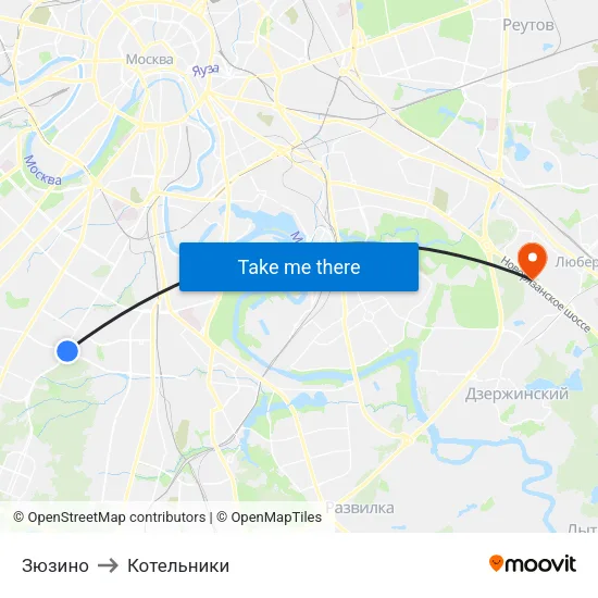 Зюзино to Котельники map