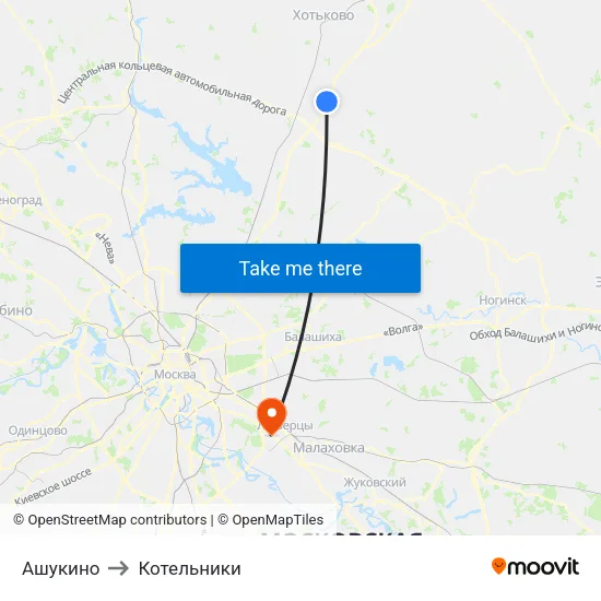 Ашукино to Котельники map