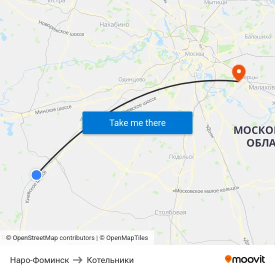 Наро-Фоминск to Котельники map