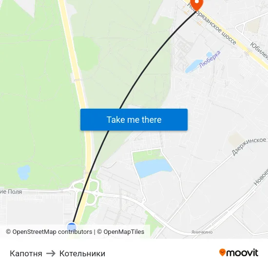 Капотня to Котельники map
