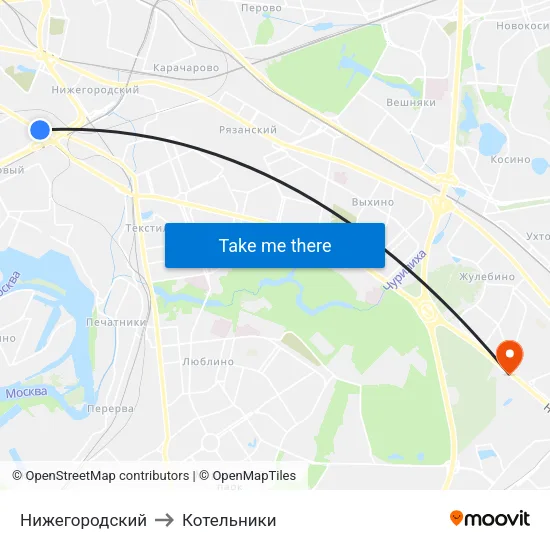 Нижегородский to Котельники map