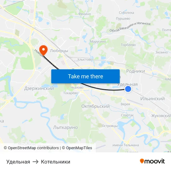 Удельная to Котельники map