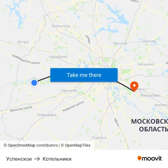 Успенское to Котельники map