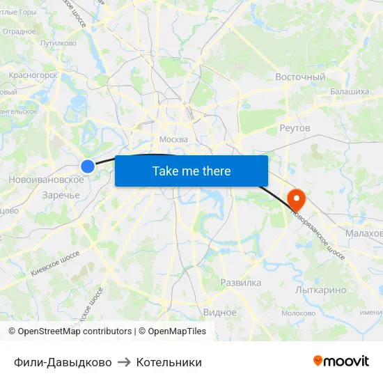 Фили-Давыдково to Котельники map