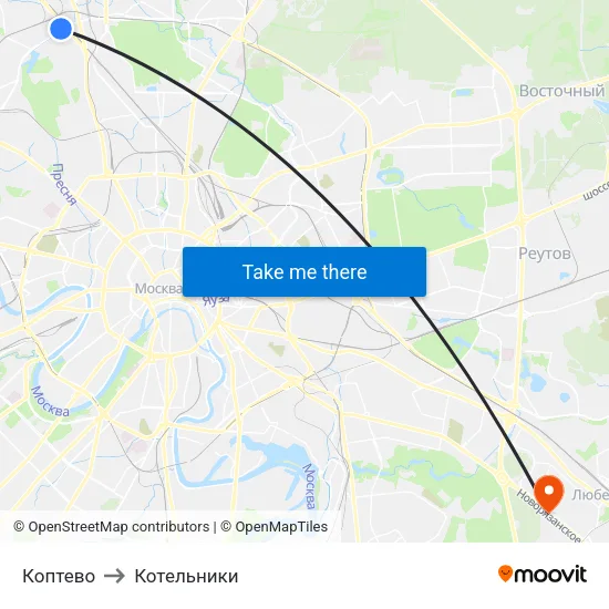Коптево to Котельники map